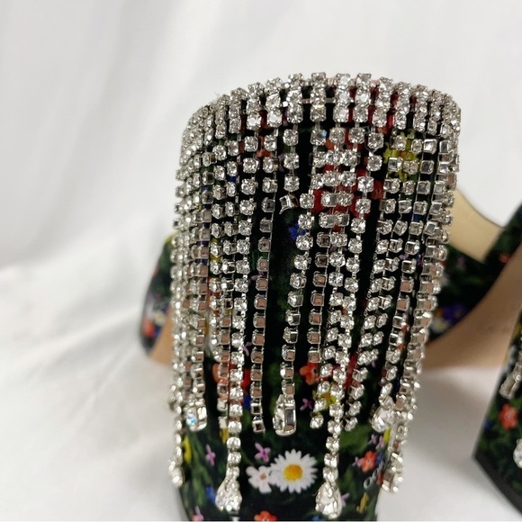 Jimmy Choo Baia Crystal Fringe Ditsy Floral Mules - Picture 9 of 13